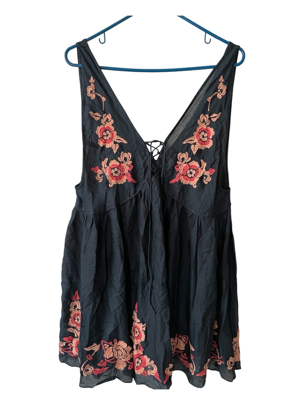 Free People Intimately Navy boho Camisole Large 100% Modal
